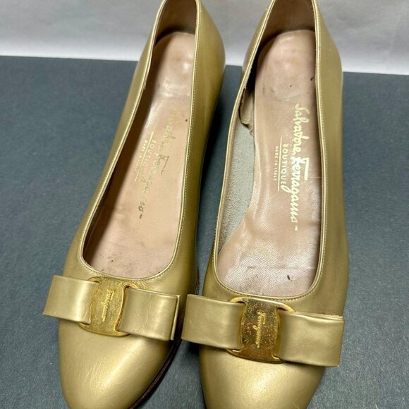 None Shoes - Salvatore Ferragamo Women's Gold and Tan Ballet-shoes